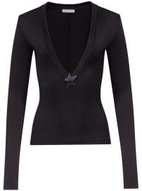 AREA Star Stud-detail long-sleeve Jumper Black at Farfetch